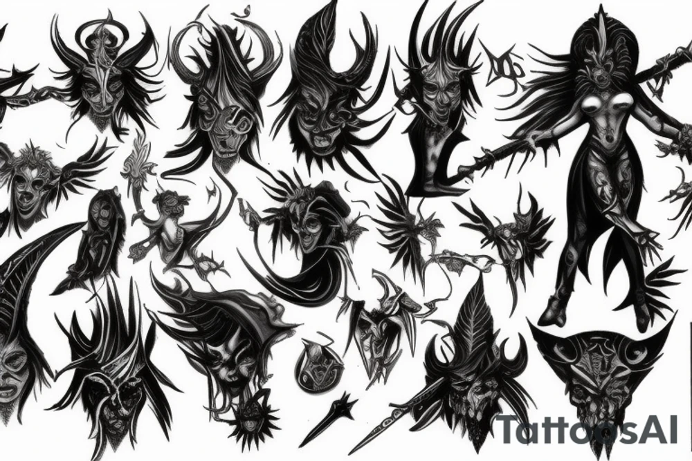 Slaanesh motives, daemonettes of slaanesh, crested moon tattoo idea