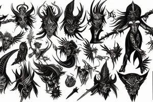 Slaanesh motives, daemonettes of slaanesh, crested moon tattoo idea