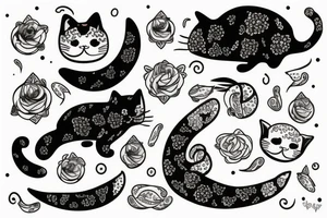 Cute cat with golden fish tattoo idea