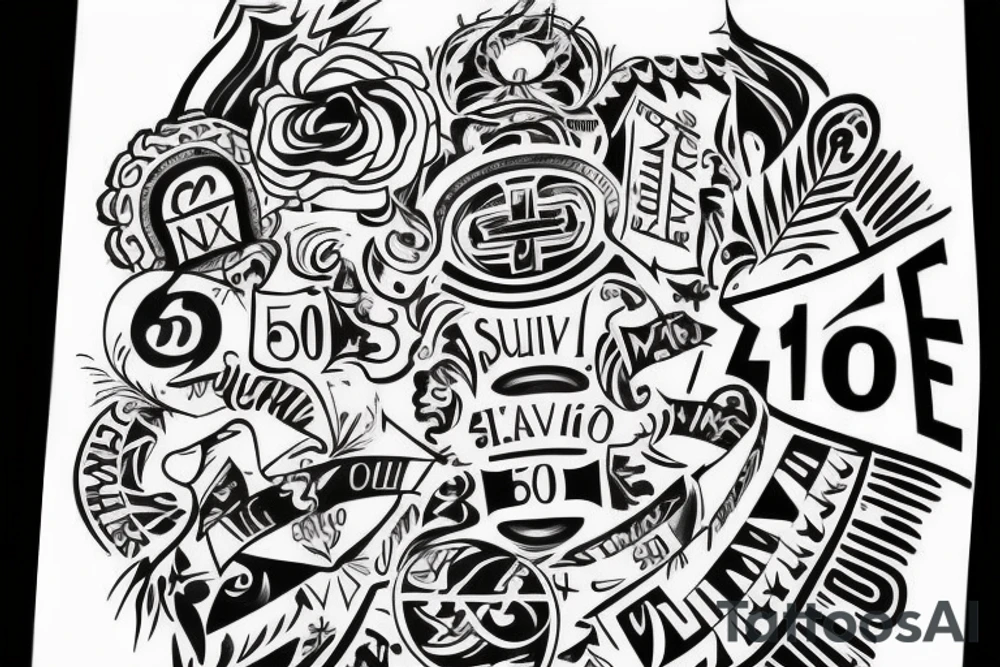 the word survivor, in spanish, on a banner with the number 50 in roman numerals tattoo idea