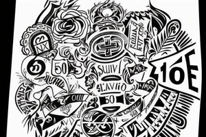 the word survivor, in spanish, on a banner with the number 50 in roman numerals tattoo idea