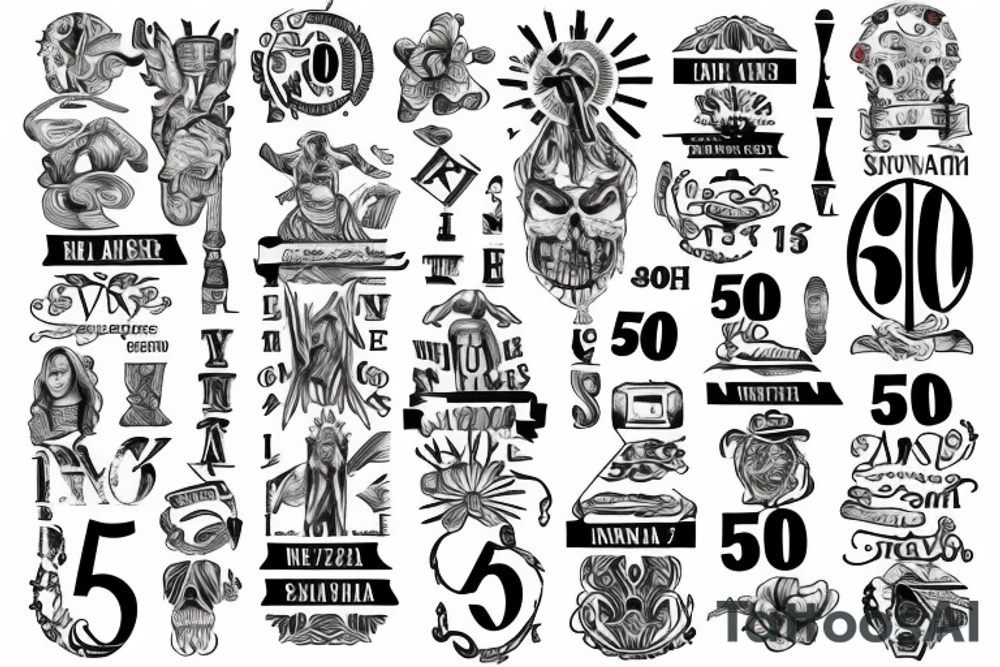 the word survivor, in spanish, on a banner with the number 50 in roman numerals tattoo idea