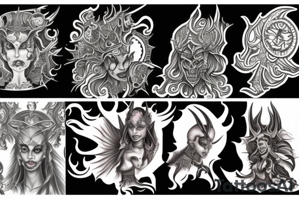 Slaanesh motives, daemonettes of slaanesh, crested moon tattoo idea