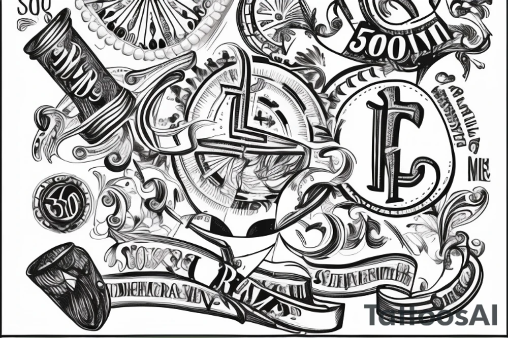 the word 'sobreviviente' on a banner with the number 50 in roman numerals tattoo idea