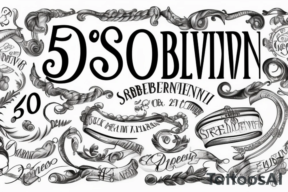 the word 'sobreviviente' on a banner with the number 50 in roman numerals tattoo idea