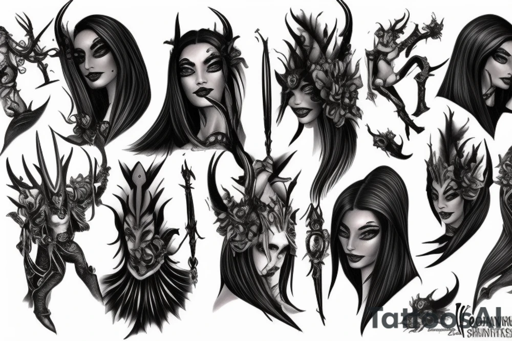 Slaanesh motives, daemonettes of slaanesh, crested moon tattoo idea