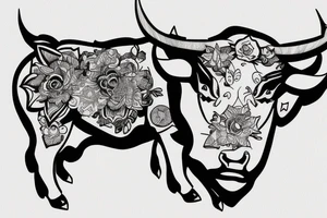 Bull looking at moon tattoo idea