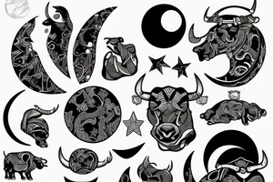 Bull looking at the moon tattoo idea