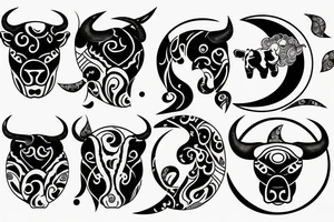 Bull looking at the moon tattoo idea