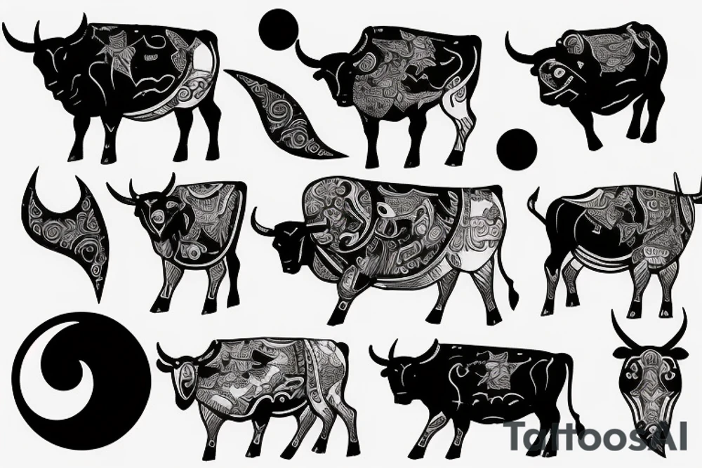 Bull looking at the moon tattoo idea