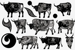 Bull looking at the moon tattoo idea