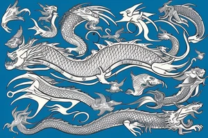 Fish, Dragon, Sea, blue tattoo idea