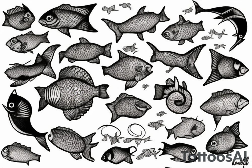 Fish and rich tattoo idea