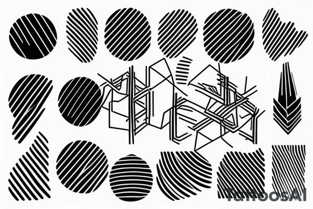 Simple small black tattoo made up of shapes and lines tattoo idea