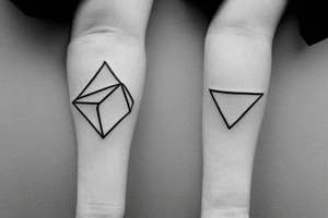 Simple small black tattoo made up of shapes and lines tattoo idea
