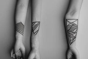 Simple small black tattoo made up of shapes and lines tattoo idea