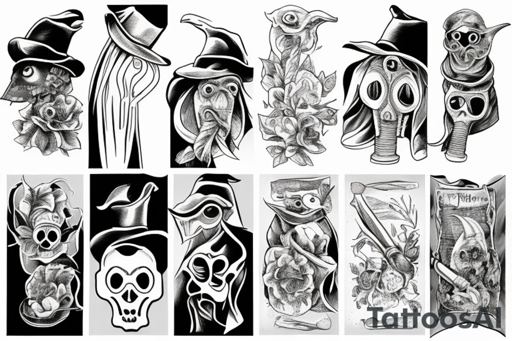 Plague doctor holding nightshade tattoo idea