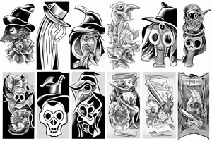 Plague doctor holding nightshade tattoo idea