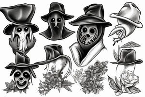 Plague doctor holding nightshade tattoo idea