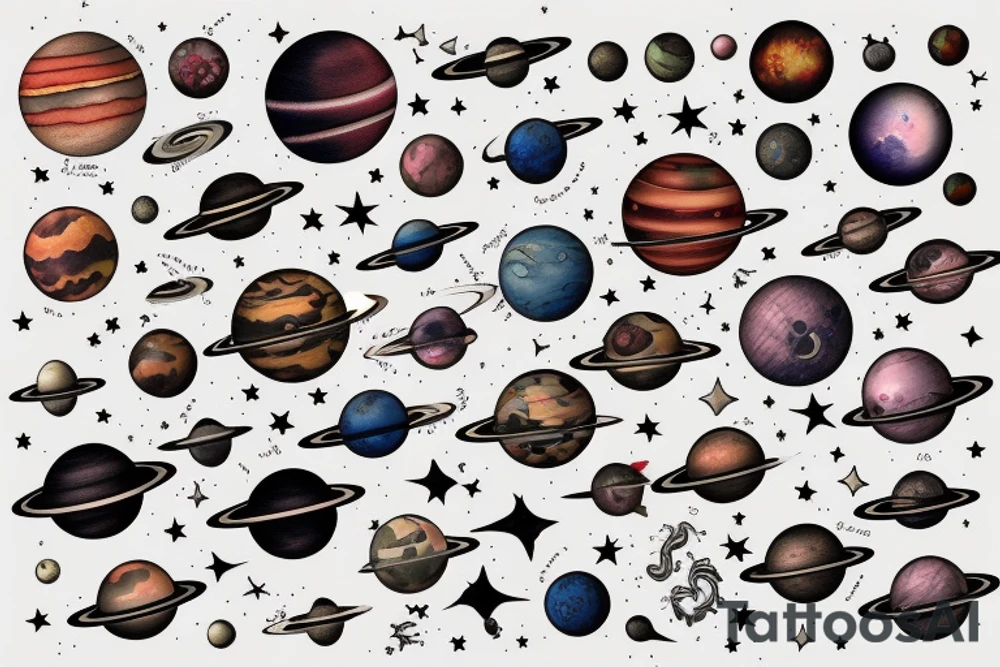 parade of planets tattoo idea