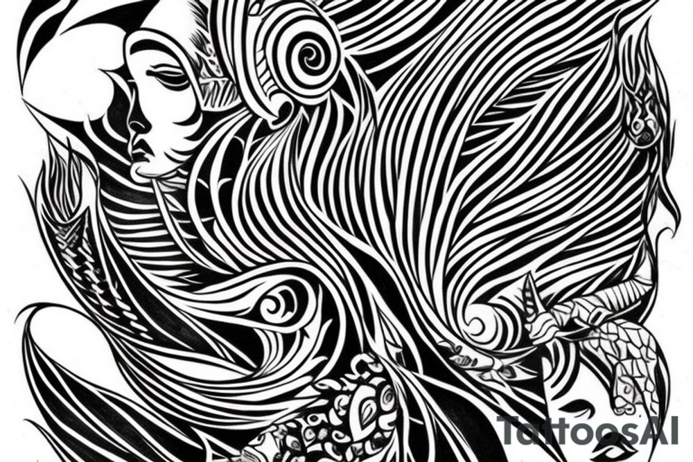 Jibaro siren tattoo of her half in the water as it will be at the back of my arm above my elbow tattoo idea