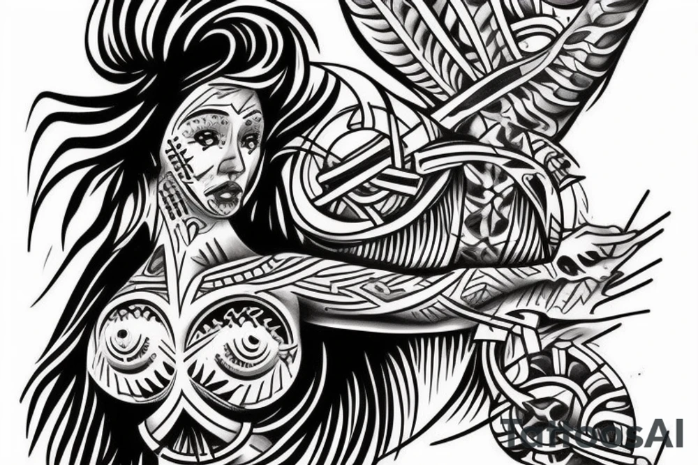 Jibaro siren tattoo of her half in the water as it will be at the back of my arm above my elbow tattoo idea