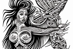 Jibaro siren tattoo of her half in the water as it will be at the back of my arm above my elbow tattoo idea