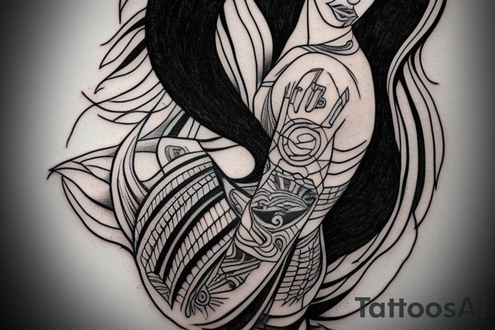 Jibaro siren tattoo of her half in the water as it will be at the back of my arm above my elbow tattoo idea