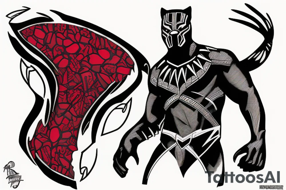 Black panther with red something tattoo idea