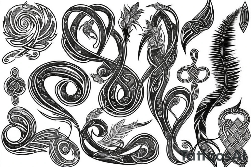 Silver fern mixed with the trinity knot tattoo idea