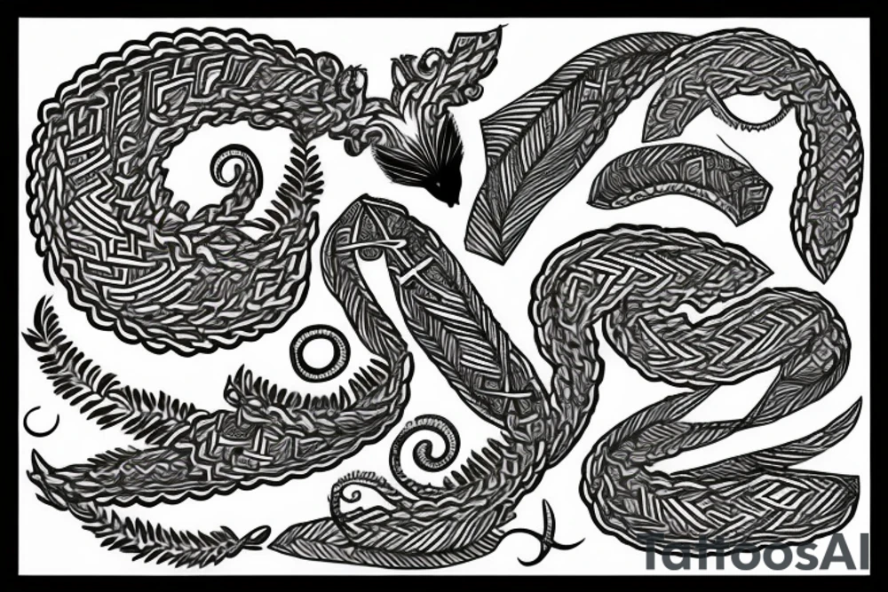 Silver fern mixed with the trinity knot tattoo idea