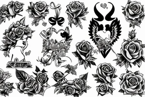 cupid with roses and a joint tattoo idea