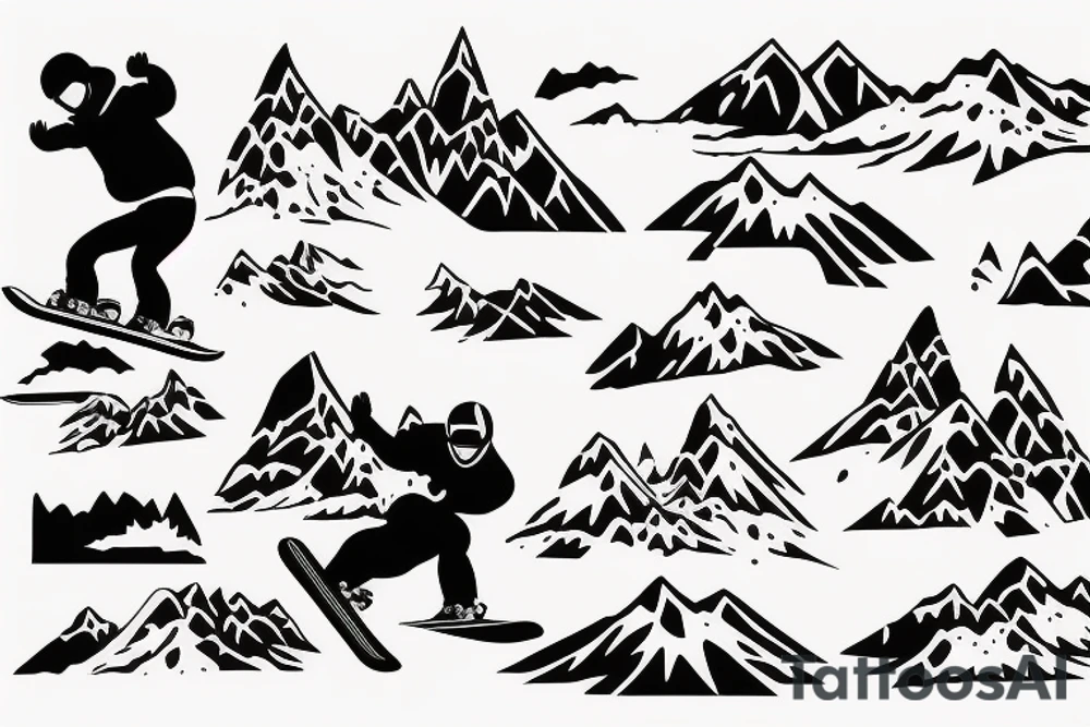 Snowboarding on a mountain tattoo idea