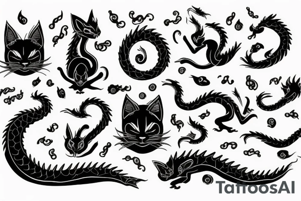 black cat-dragon tattoo idea