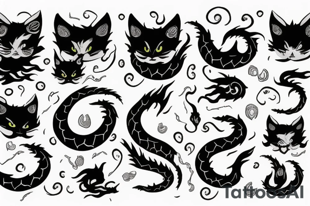 black cat-dragon tattoo idea