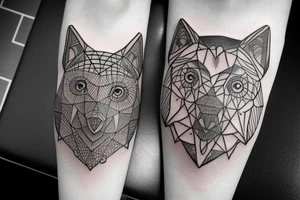 geometric tattoo (bear+owl+wolf) tattoo idea