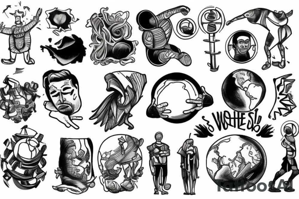 Man carrying weight of the world on his shoulders tattoo idea