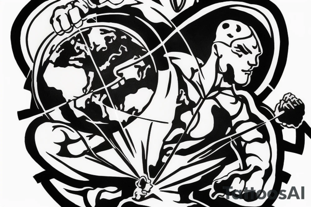 Man carrying weight of the world on his shoulders tattoo idea