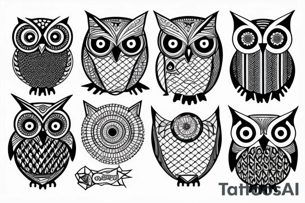 geometric tattoo owl tattoo idea