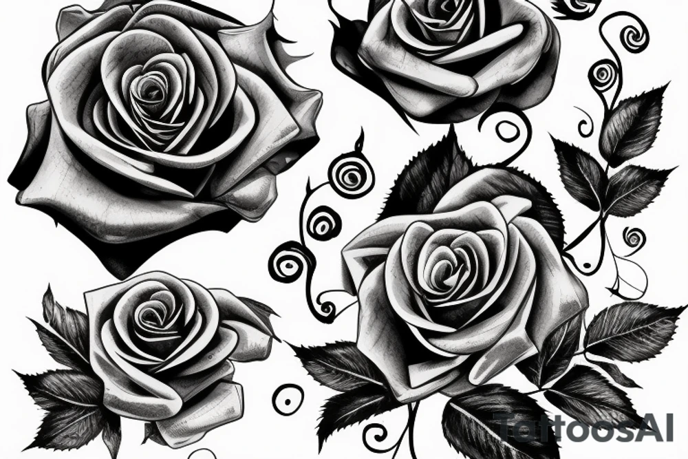 Branched red rose tattoo idea