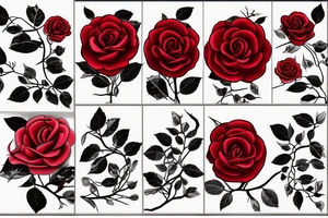 Branched red rose tattoo idea