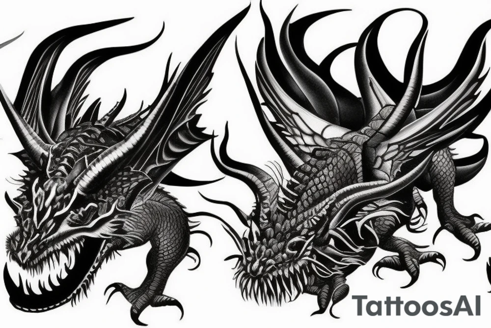 Chinese red horned dragon tattoo idea