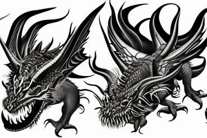 Chinese red horned dragon tattoo idea