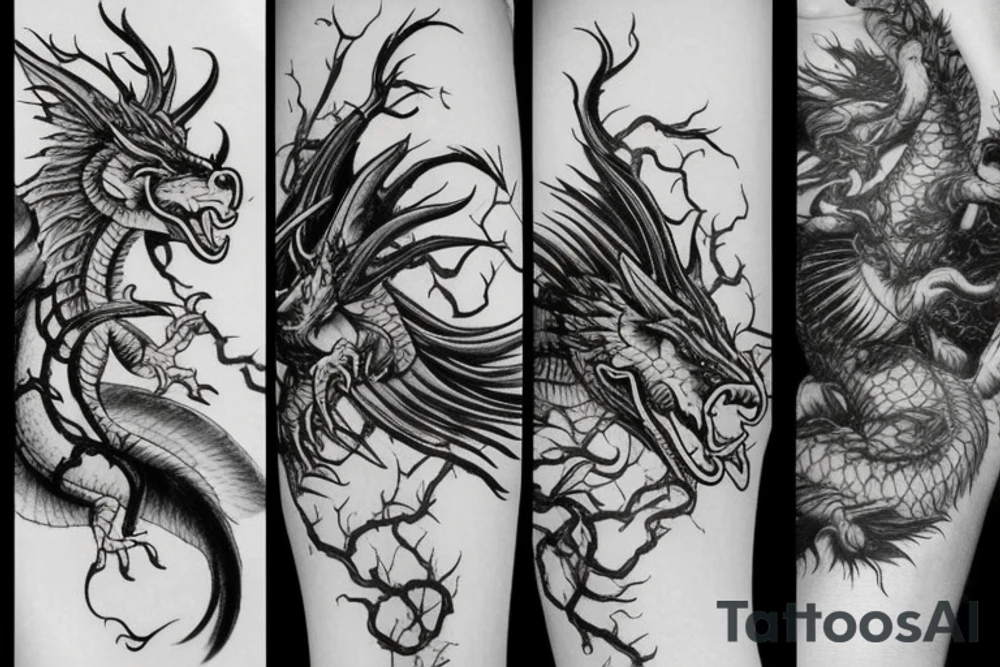 Chinese red horned dragon tattoo idea