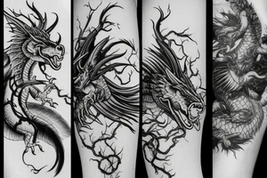 Chinese red horned dragon tattoo idea
