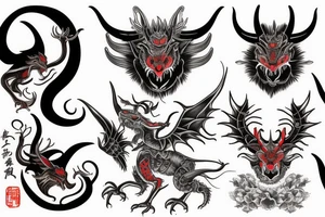 Chinese red horned dragon tattoo idea
