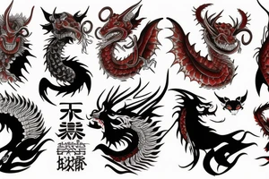 Chinese red horned dragon tattoo idea