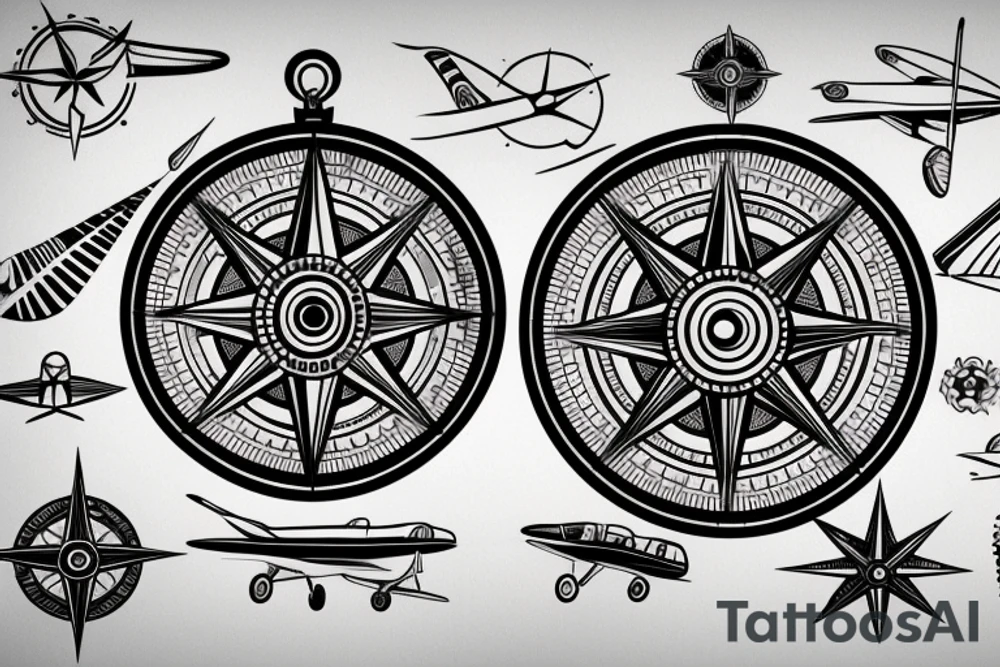 Compass with airplane tattoo idea