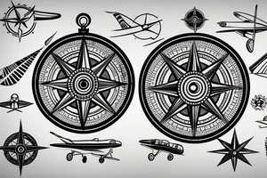 Compass with airplane tattoo idea