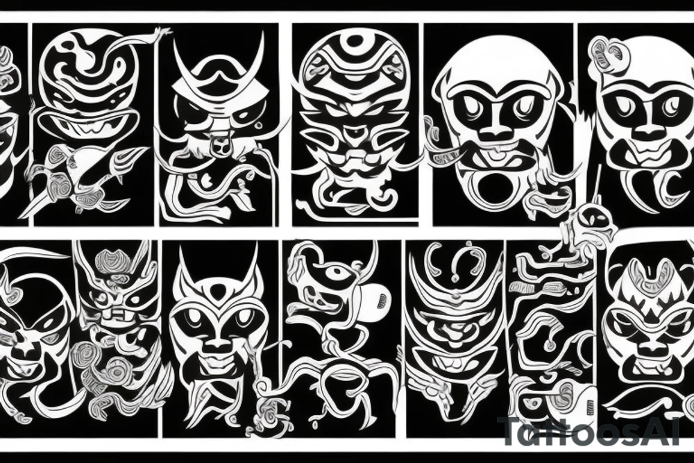 japanese oni neo-tribal tattoo idea
